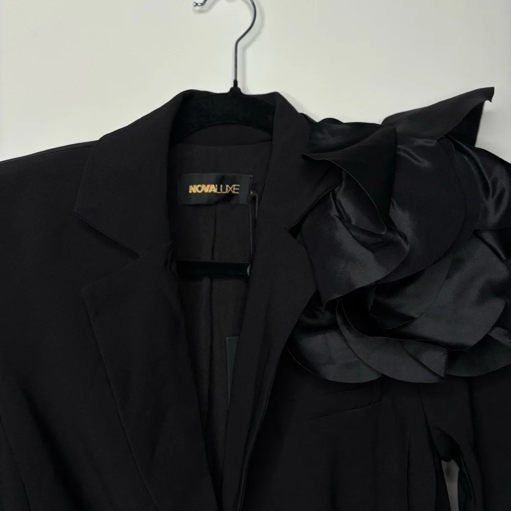 New Nova Luxe Suit Blazer Jacket Floral Appliqué Fashion Nova Evanna - Picture 4 of 6